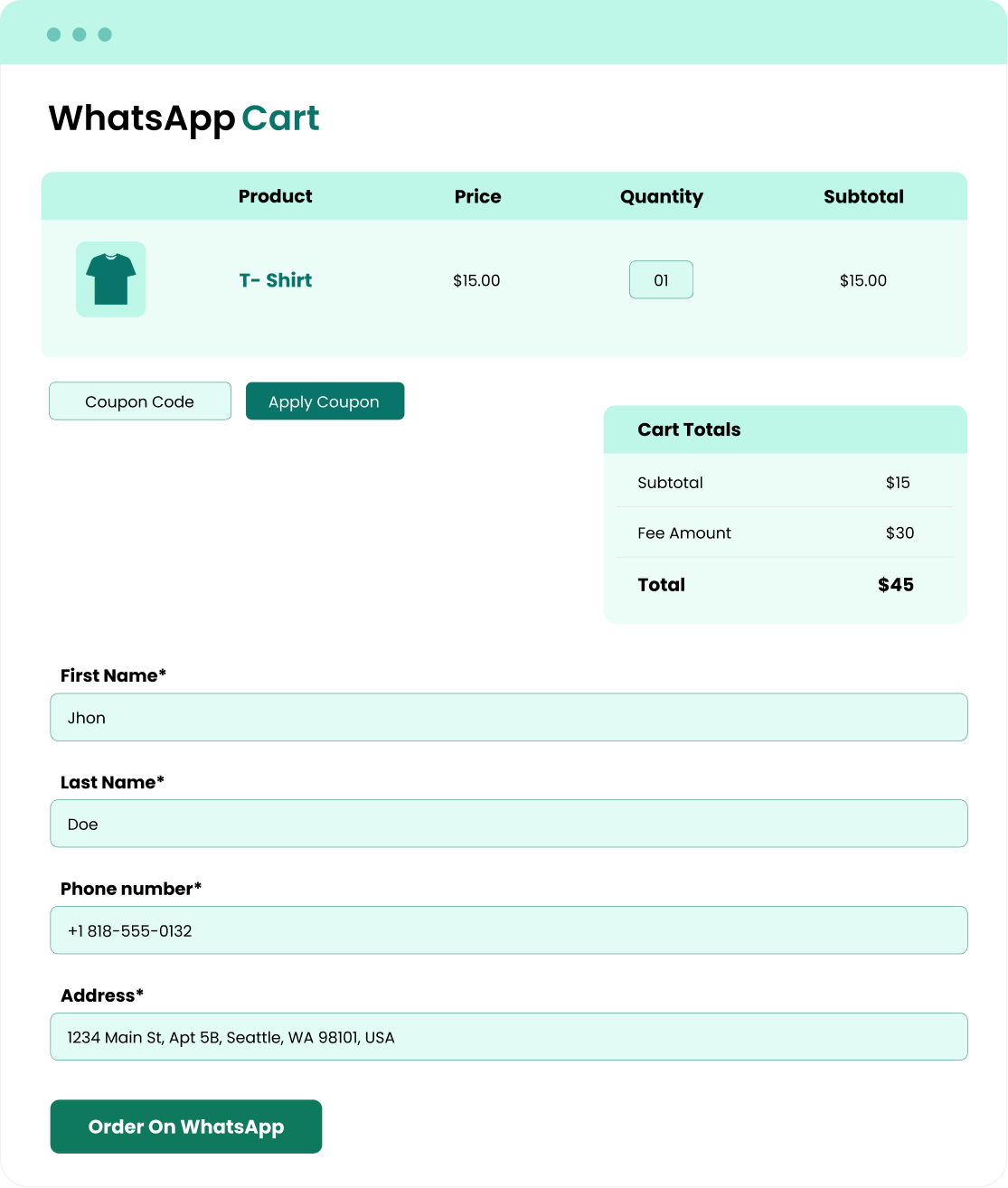 Separate Cart and Checkout Page for WhatsApp Orders