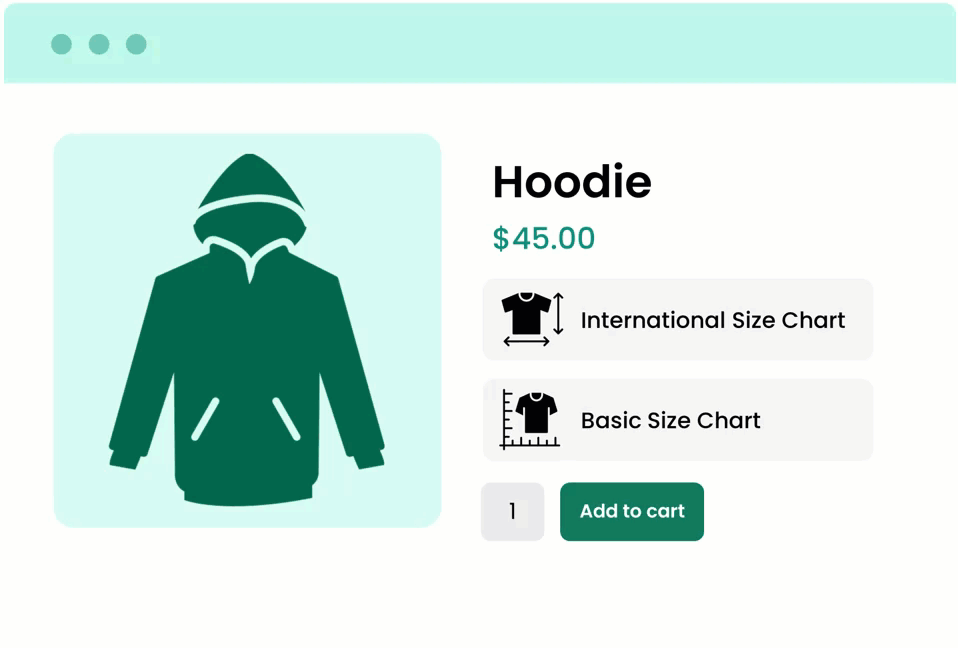 WooCommerce size chart