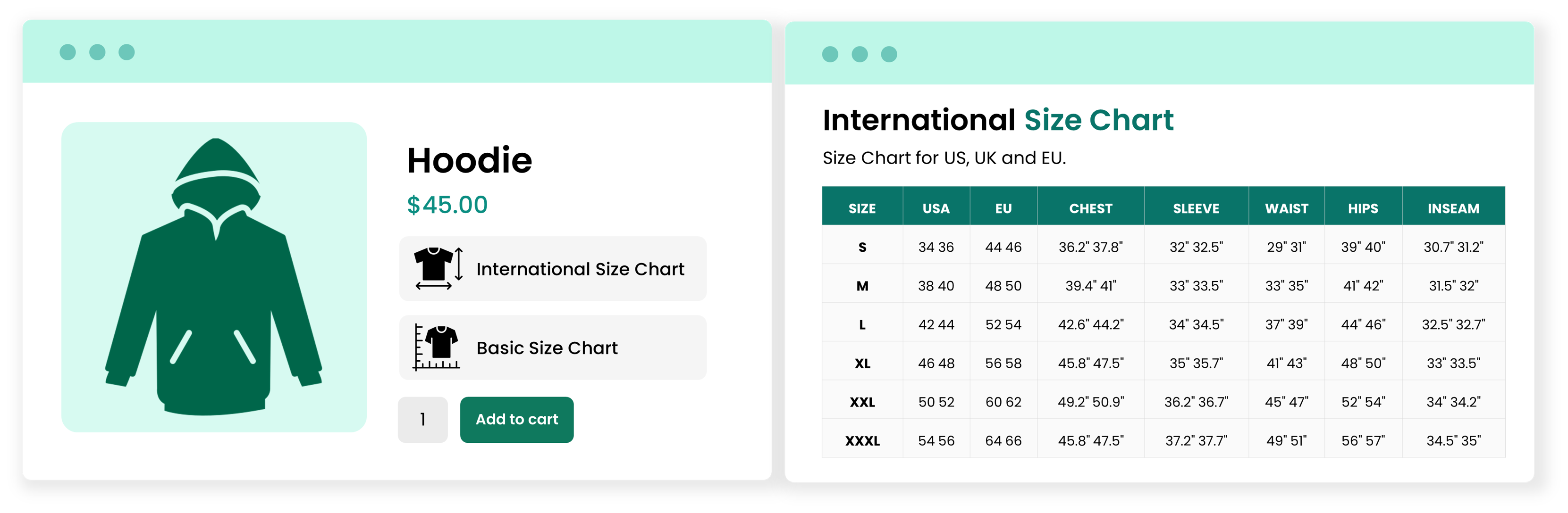 WooCommerce Size Chart