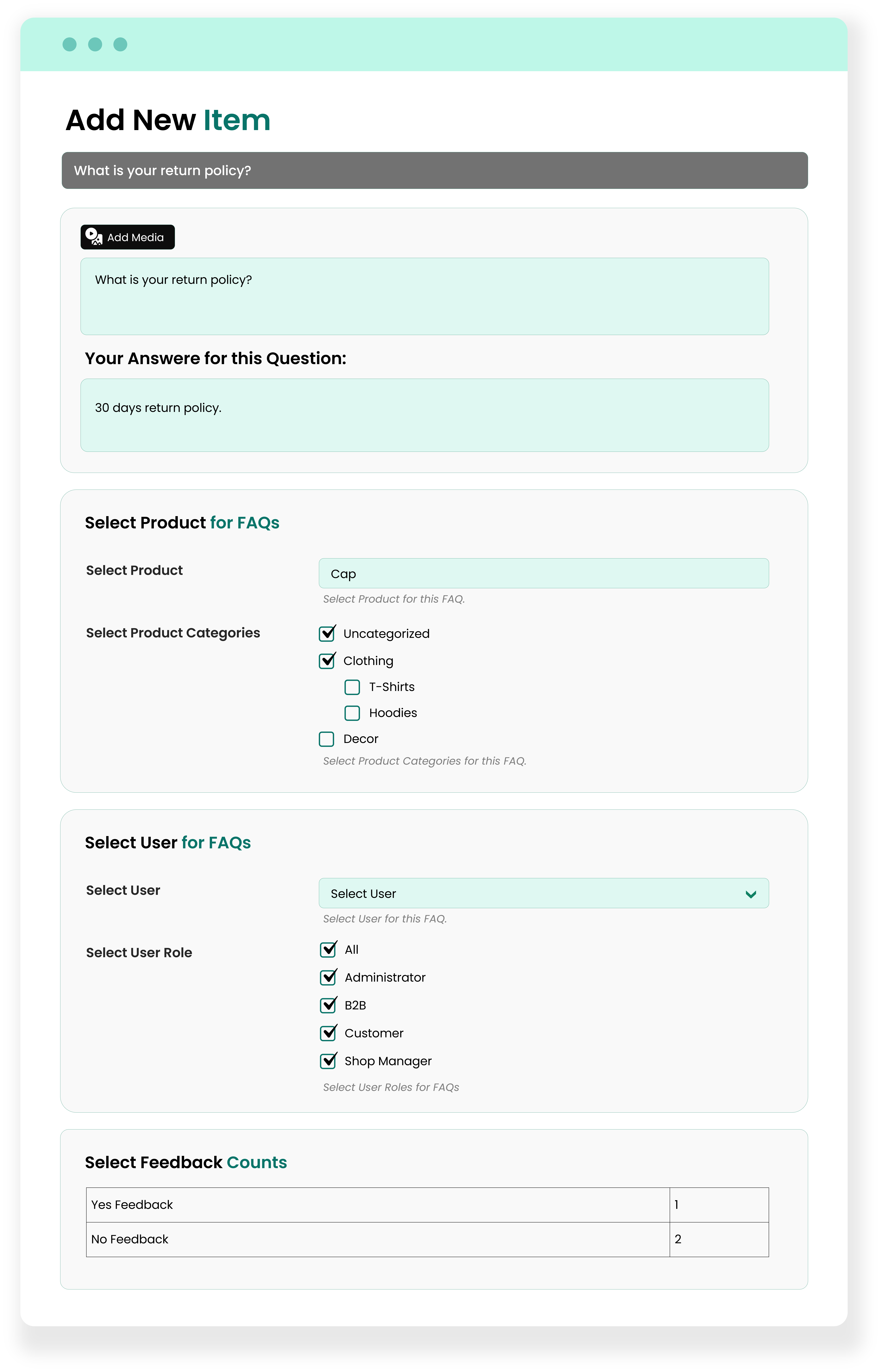 Woocommerce FAQs Manager plugin