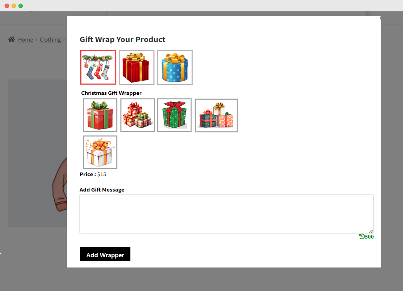 WooCommerce smart gift wrapper wrapper gallery view