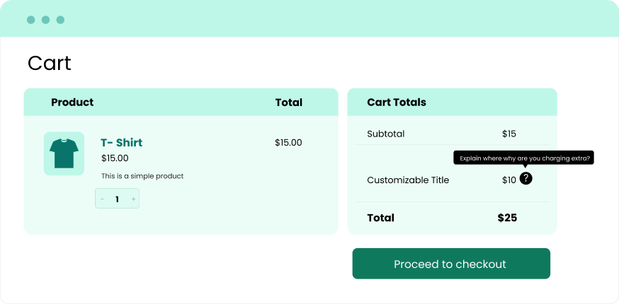 Show a Customizable Tooltip and Label for Extra Fee 