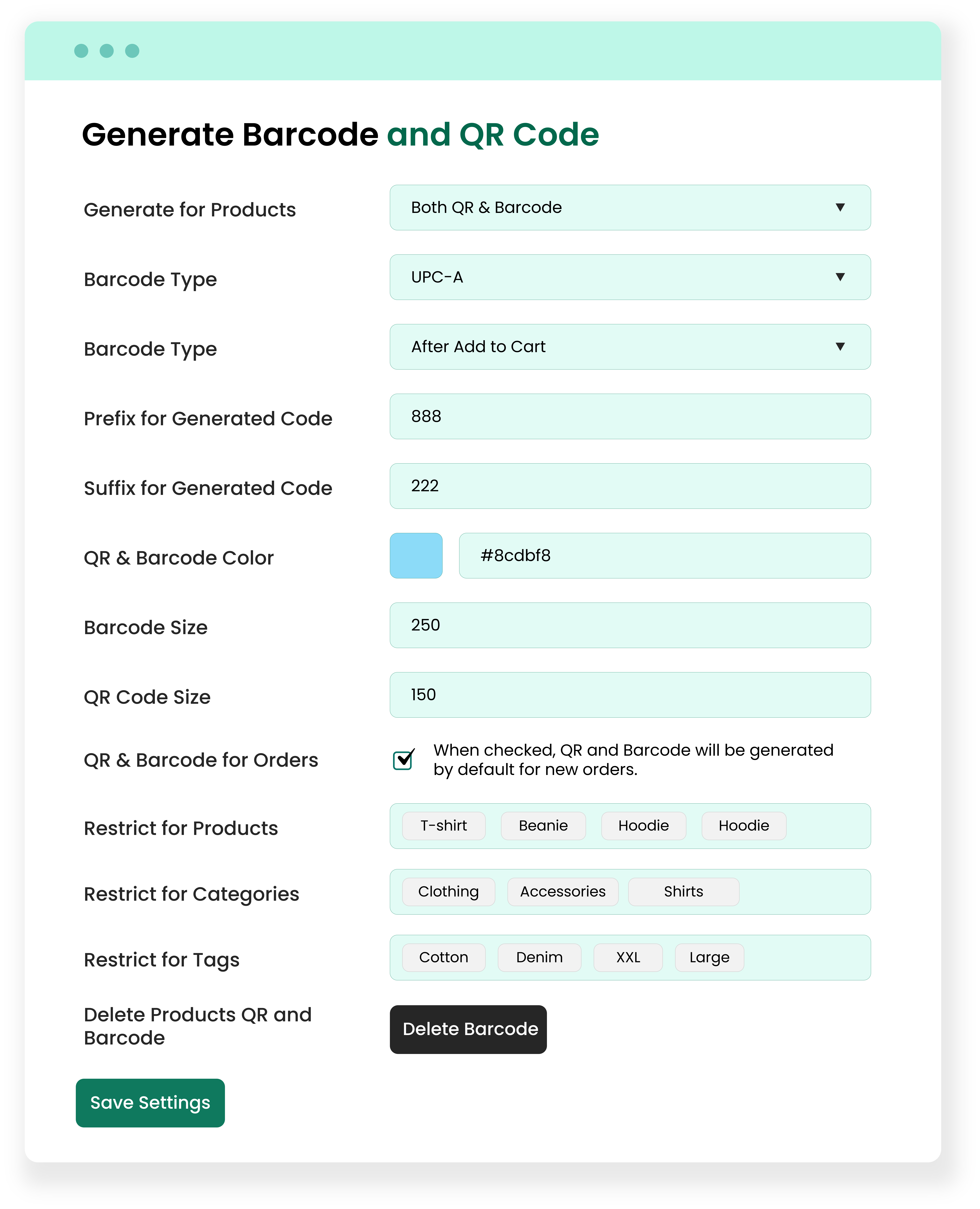 Smart Customization (Color, Size, Prefix/Suffix)