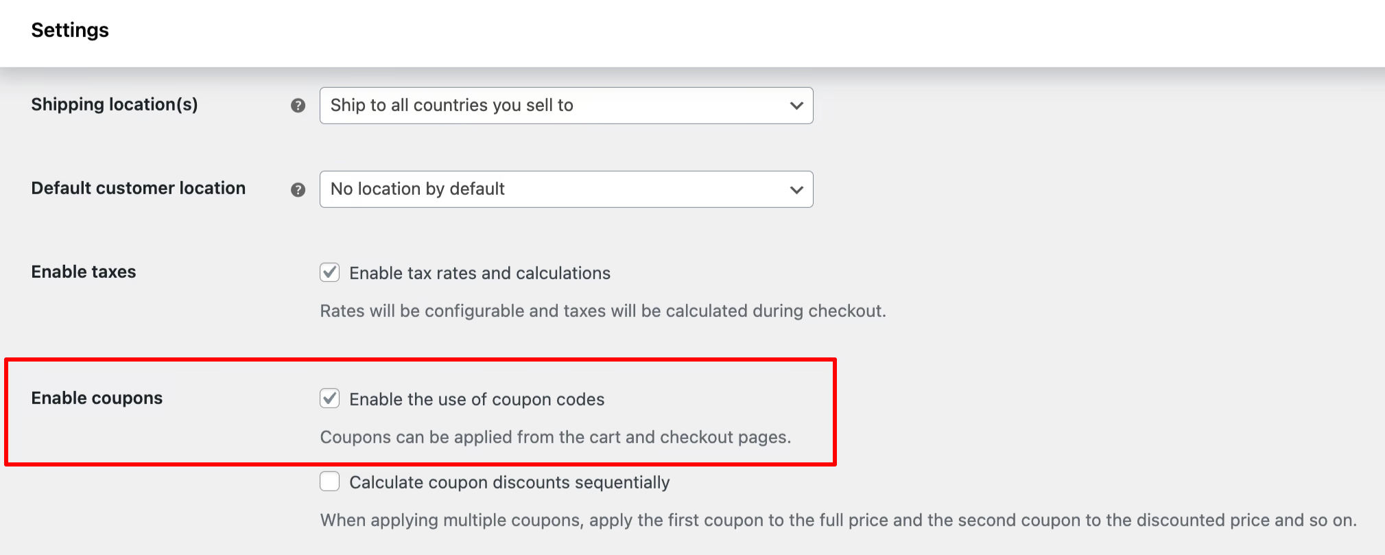 Enable the Coupon Code
