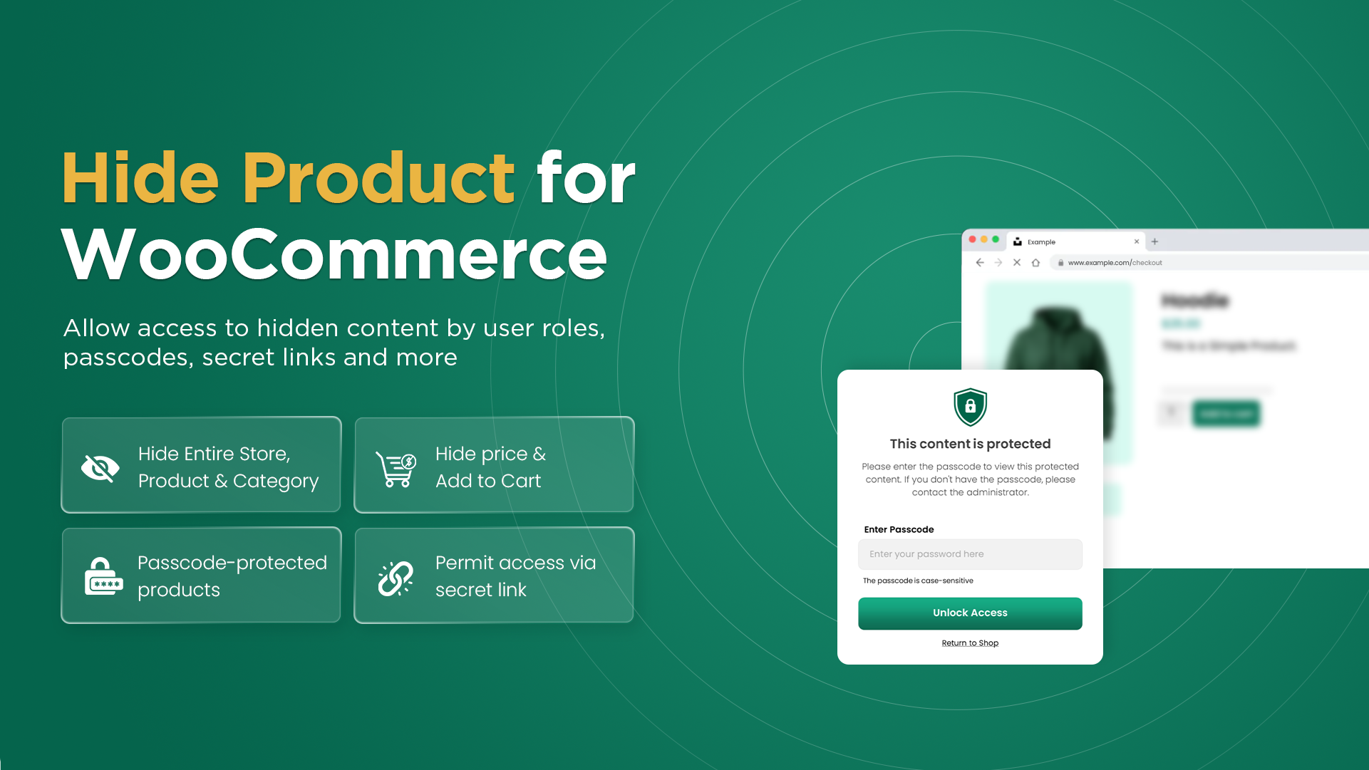 Hide product for WooCommerce